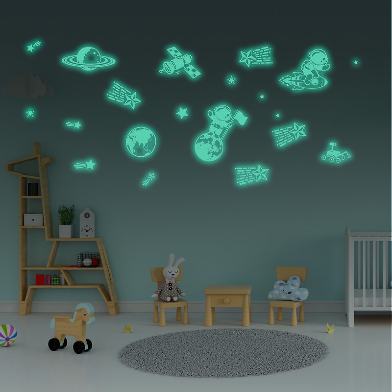 QuickFilm Glow-In-Dark Wall Decoration Stickers – Space - Wall Décor - Plastic Yellow