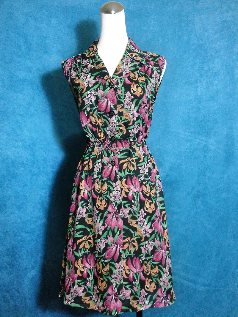 Ping-pong vintage [vintage dress / tropical garden sleeveless vintage dress] bring back foreign VINTAGE - One Piece Dresses - Polyester Multicolor