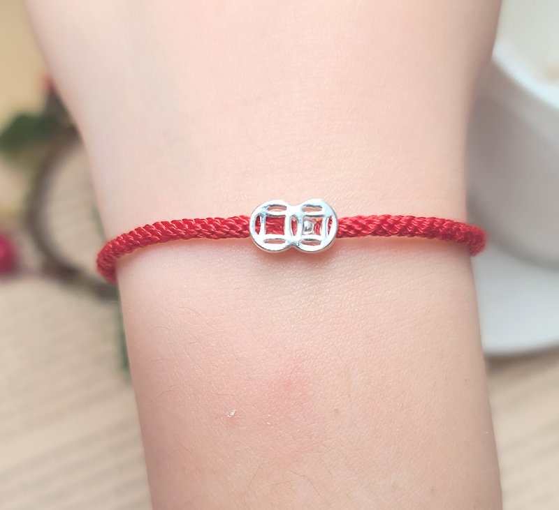 Happiness thread braided five emperor money safe lucky lucky business red thread bracelet handmade sterling silver