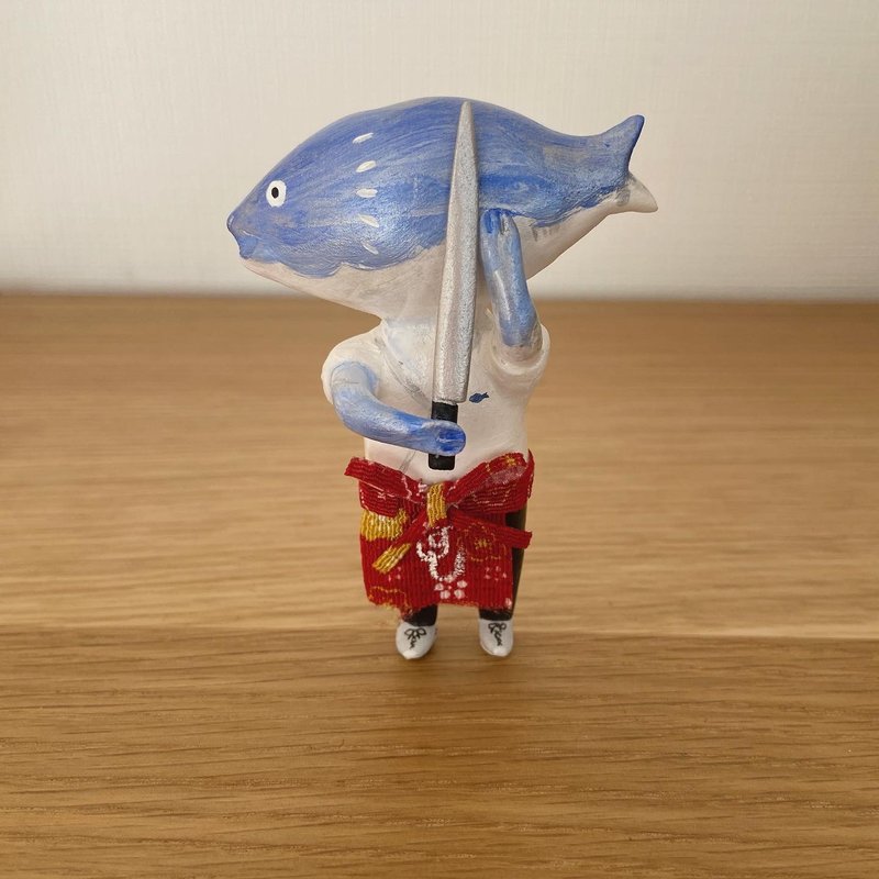 寿司職人（魚） - 置物 - 粘土 ホワイト