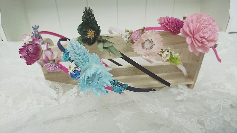 "Three hand-made floral cat" dried flowers Preserved flowers immortalized flower hair band / hair bands can be customized - เครื่องประดับผม - พืช/ดอกไม้ สีม่วง