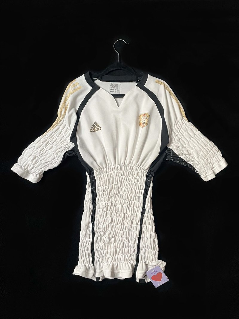 REGETHER Vintage modified adidas long version elastic football jersey 05 - Women's T-Shirts - Polyester White