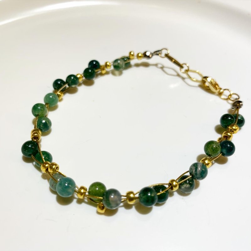 Braided Aquatic Onyx Bracelet - สร้อยข้อมือ - หยก สีเขียว