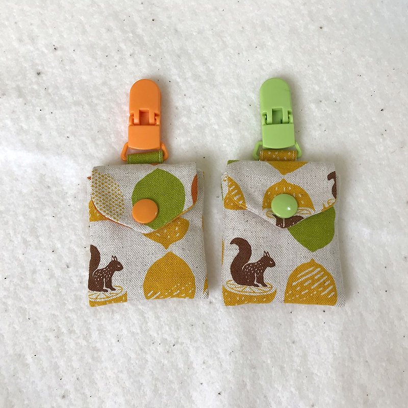 Squirrel Lemon - Peace Bag / Amulet Bag / Mi Yue - Omamori - Cotton & Hemp Multicolor