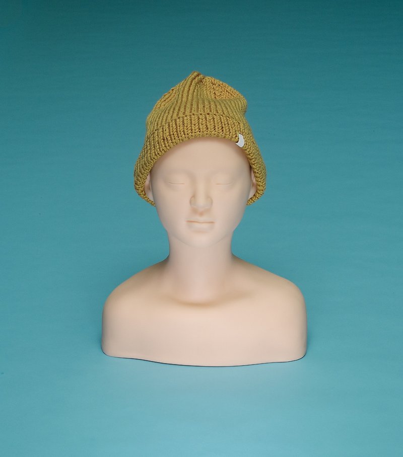 Plain - Turmeric OTB019 Hand-knitted Cap - หมวก - ผ้าฝ้าย/ผ้าลินิน สีเหลือง