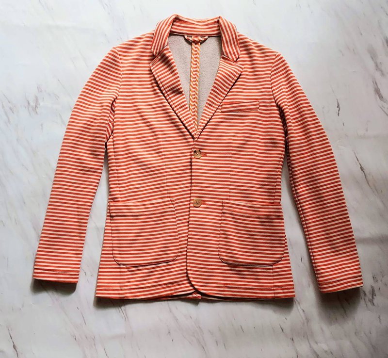 1980's Luca Venturin Florence, Italy Orange Stripe Thick Cotton Fabric Vintage Suit - เสื้อสูทผู้ชาย - ผ้าฝ้าย/ผ้าลินิน สีส้ม