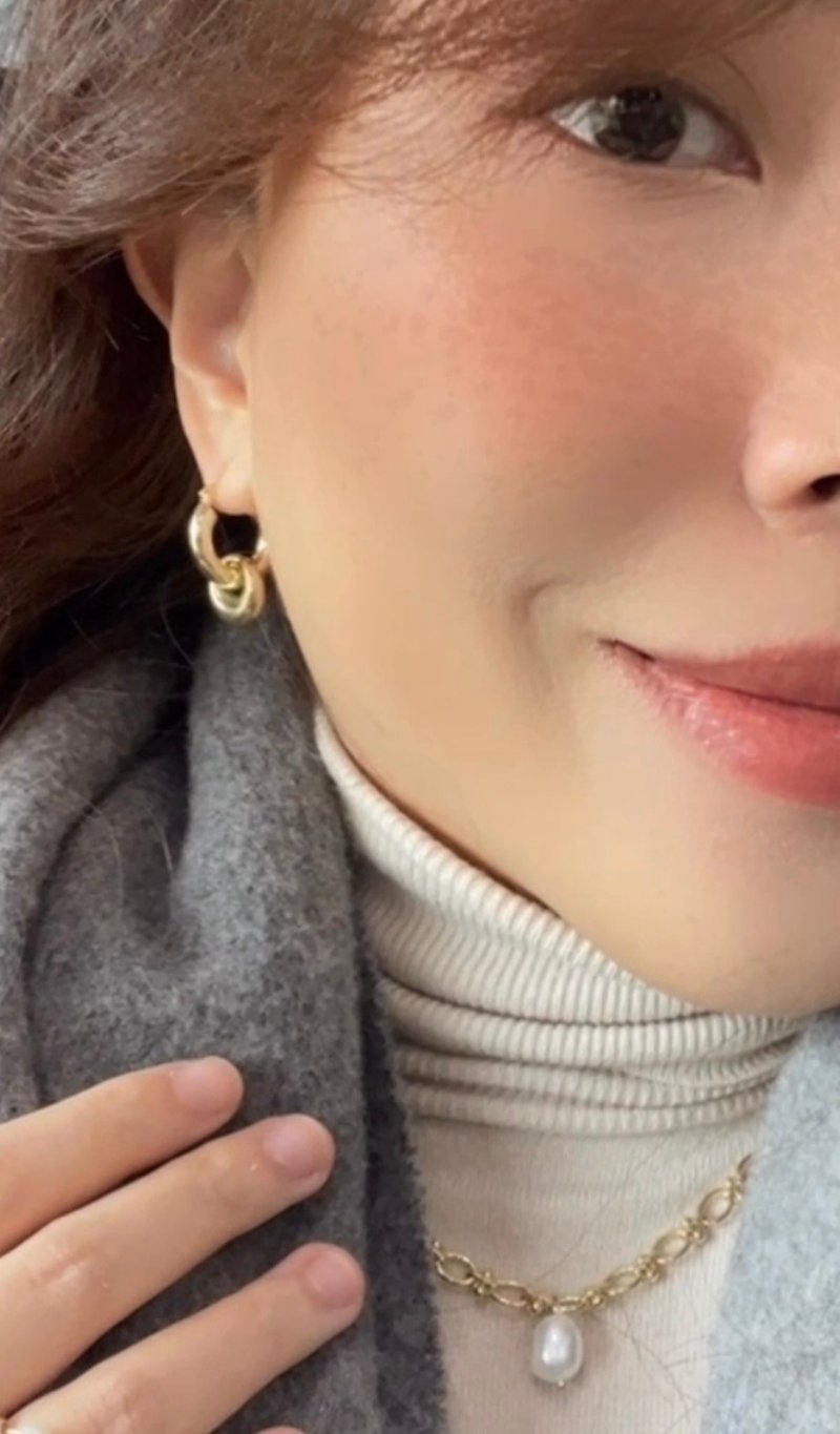 (Dual wear options) Stylish Earrings | Valentine's Day Birthday 14k Gold-Plating - ต่างหู - เครื่องประดับพลอย สีทอง