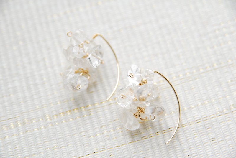 Crystal Marquise Hook Earrings 14kgf - Earrings & Clip-ons - Gemstone White