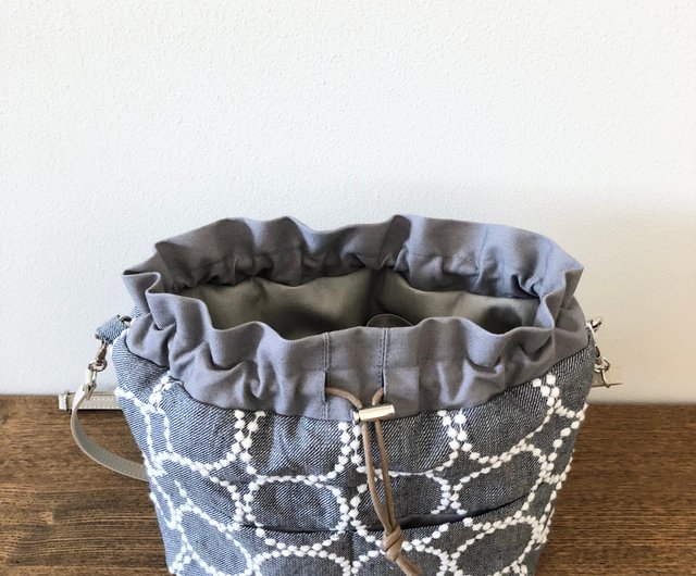 ハンドメイド　巾着バッグ　ミナペルホネン　タンバリン 巾着バッグ ミナペルホネンタンバリン ハンドメイド - ショップ
