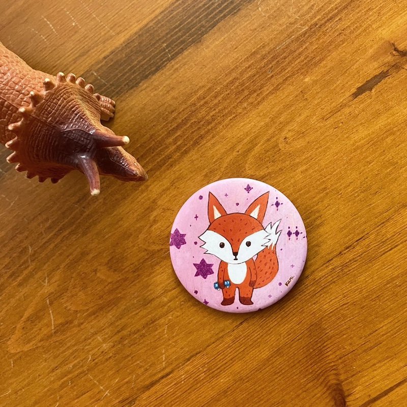 Illustration matte big badge-little fox - Brooches - Other Materials Multicolor