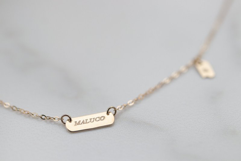 14K Tint Name Brand Necklace 簡約名牌客製項鍊 - 項鍊 - 貴金屬 金色