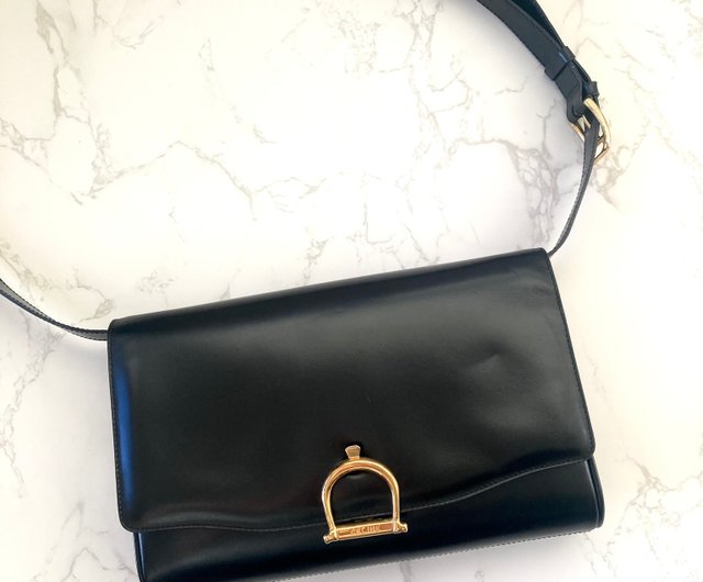 LA LUNE] Second-hand Celine carriage black gold buckle leather