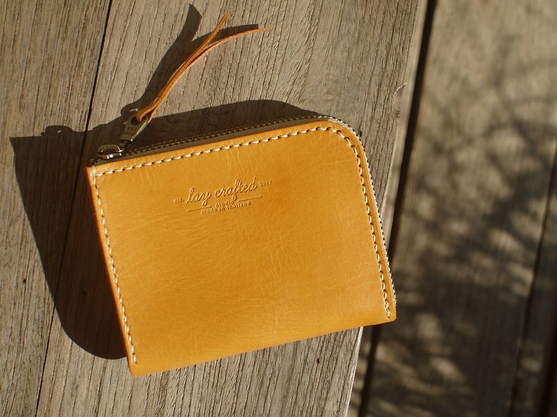 Zipper wallet (tan color) - 長短皮夾/錢包 - 真皮 咖啡色