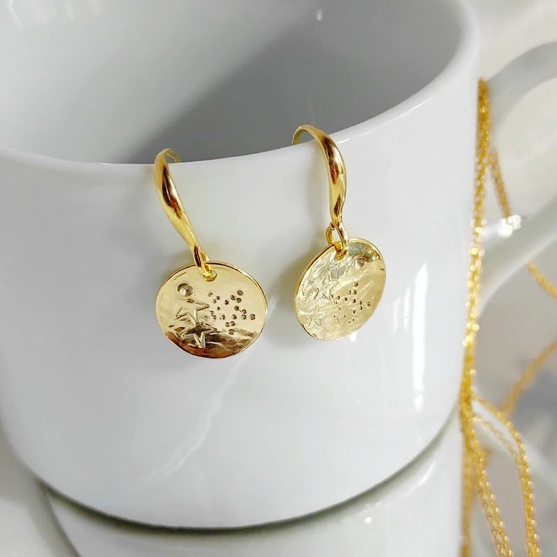 Astra Hooks -【Starry Night】 Gold-plated s925 Sterling Silver Stamped Earrings - Earrings & Clip-ons - Sterling Silver Gold