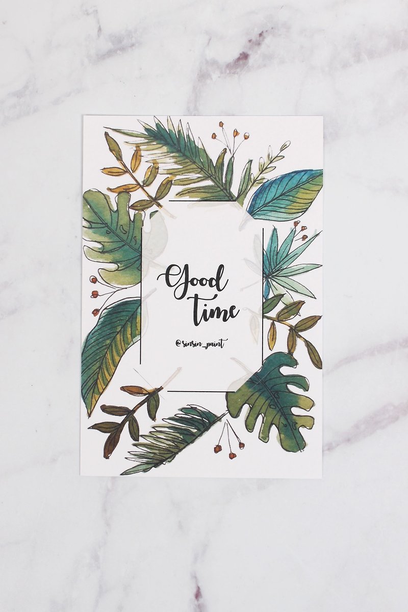 Good Time Botanical Instax Photo Frame Card - Tropical - การ์ด/โปสการ์ด - กระดาษ สีเขียว