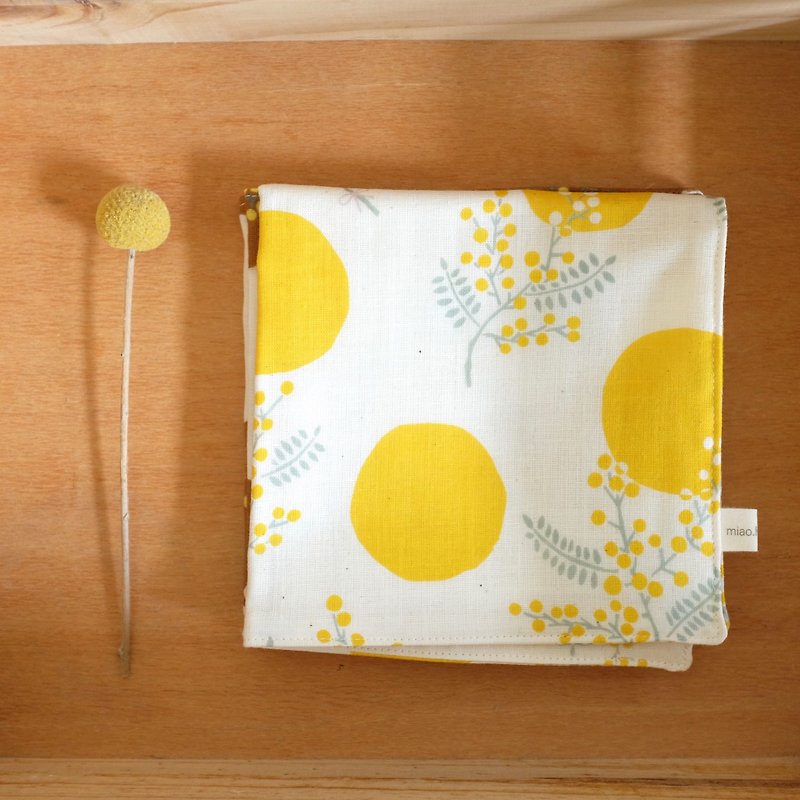 Daily Small Mimosa Flower Double Cotton Yarn Towel White - Handkerchiefs & Pocket Squares - Cotton & Hemp Yellow