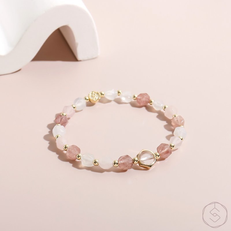 (Popularity + Peach Blossom) Childlike Fun | Strawberry Crystal Pink Crystal White Agate White Crystal | Crystal Bracelet - Bracelets - Crystal Pink