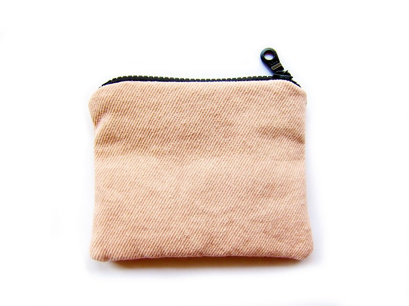 Mini Zipper Bag Coin Purse Card Holder Pink Denim - Coin Purses - Cotton & Hemp Pink