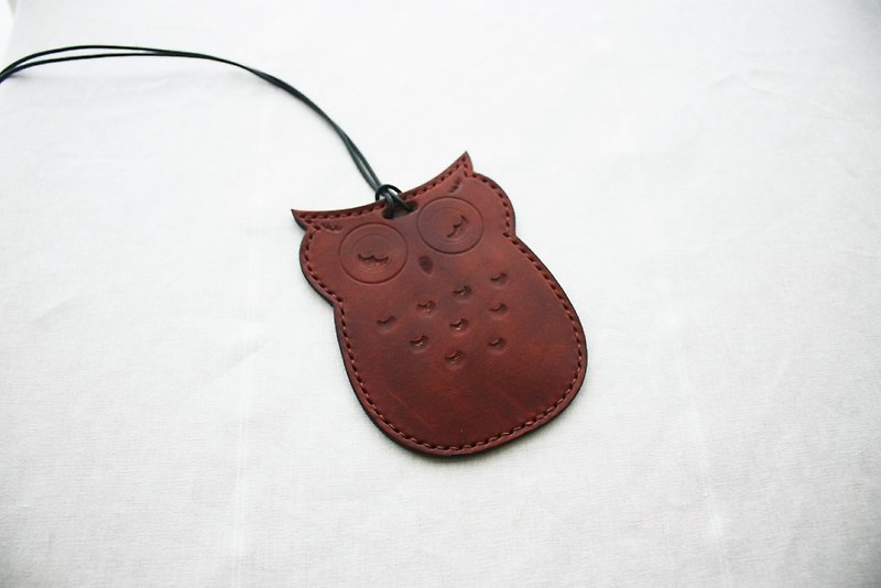 Owl Card Holder/Identification Card Holder - Brown - ID & Badge Holders - Genuine Leather Brown