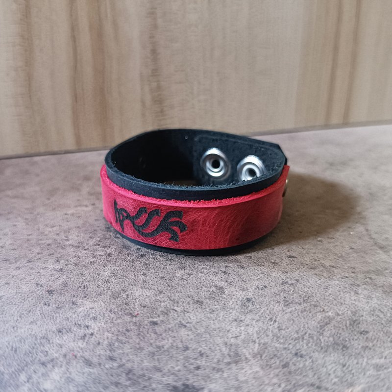 Vermilion Bird Bracelet, Celestial Wristband, Prosperity/Good Fortune Symbol - 手鍊/手環 - 真皮 紅色