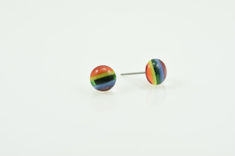 六色彩虹耳環 - 耳環/耳夾 - 玻璃 多色
