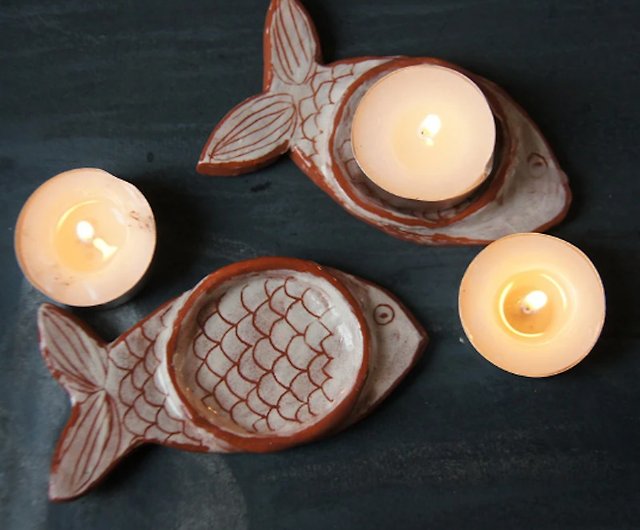 Ceramic Tea Light Holder-Tealight holder-Ceramic Fish-Candle Stand-Ceramics And - Shop Vsocks ceramics Candles Holders - Pinkoi