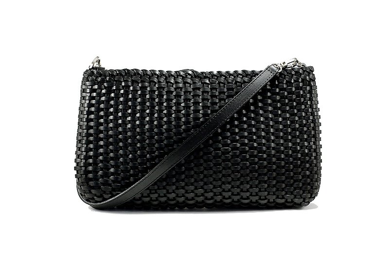 Leather bag, black bag, women's black bag, black crossbody, black braided bag - Handbags & Totes - Genuine Leather Black