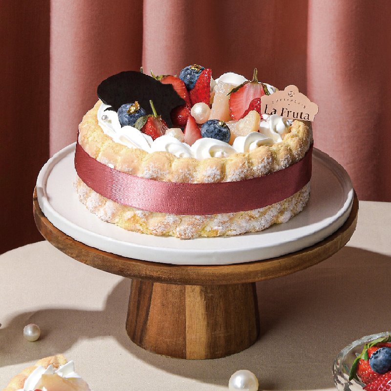 【La Fruta 朗芙 母親節限定】蜜桃草莓夏洛特蛋糕/ 6吋 - 蛋糕/甜點 - 新鮮食材 粉紅色