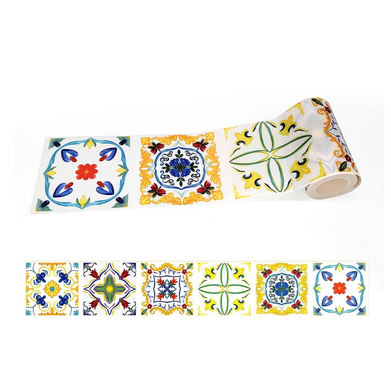 Mediterranean Portuguese Italian Tiles Pattern Washi Tape - มาสกิ้งเทป - กระดาษ สีน้ำเงิน