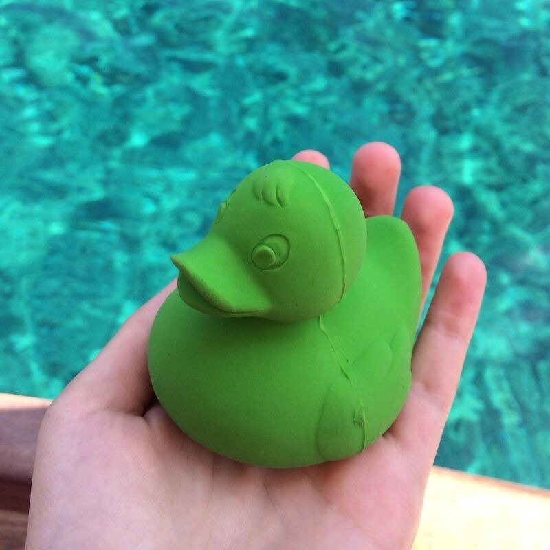 Spain Oli & Carol | Classic Mini Duck - Green | Natural Non-toxic Rubber Gutta / Bath Toys - ของเล่นเด็ก - ยาง สีเขียว