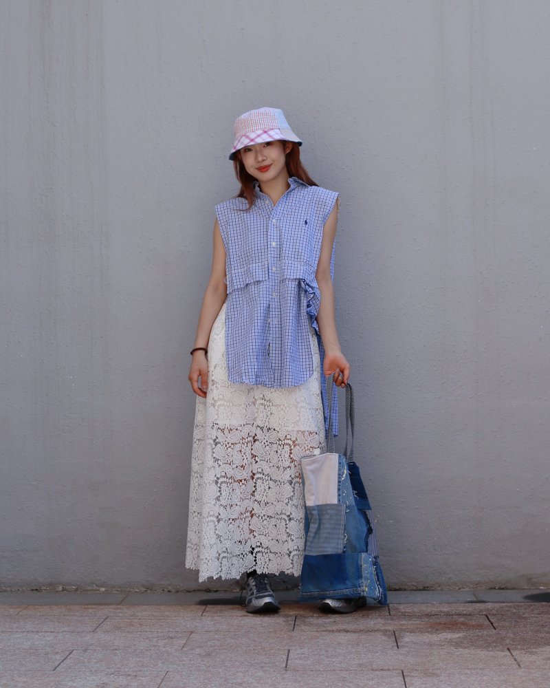 Vintage polo shirt remade 背心 - 女襯衫 - 棉．麻 多色
