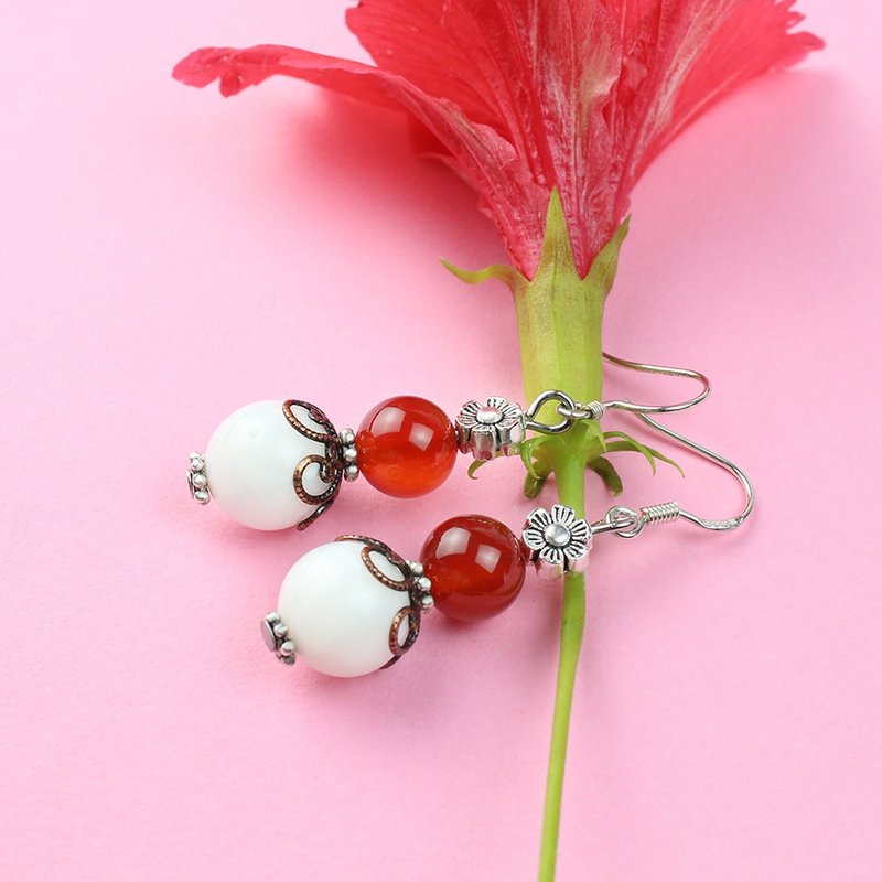 設計師經典耳環 | 絕色風華系列 | 花火 - 耳環/耳夾/耳骨夾 - 玉石 白色