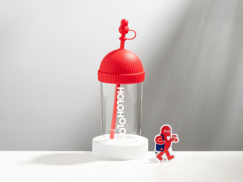 【HOLOHOLO】HAT CUP Straw Cup 590ml (Glass/3 Colors) with Exclusive Sticker - กระติกน้ำ - แก้ว หลากหลายสี