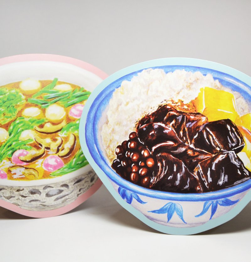 造型插畫明信片-客家美食套組 - 卡片/明信片 - 紙 多色