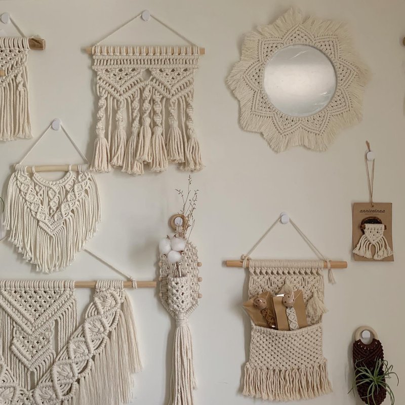 Macrame 浮誇 宮廷 對稱 流蘇 掛飾 - 擺飾/家飾品 - 棉．麻 白色