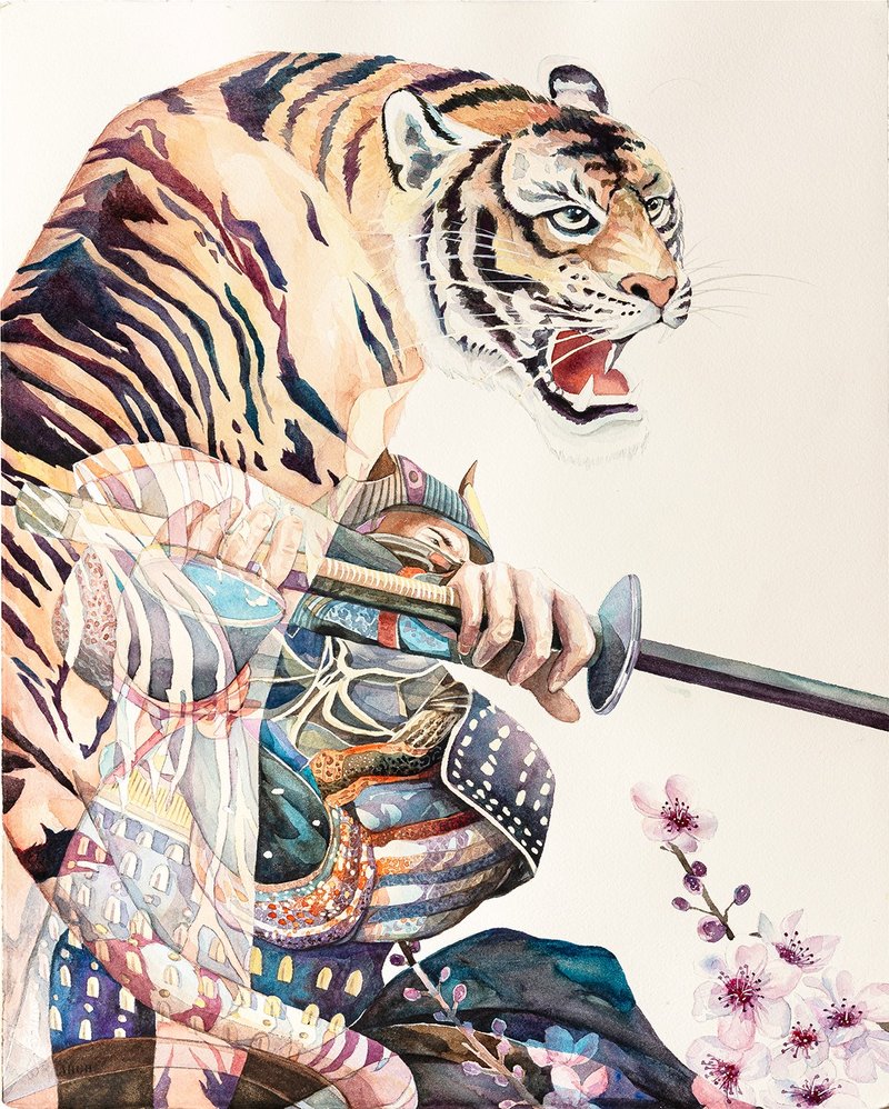 猛者之魂-流年-原作水彩藝術畫/藝術掛畫/精緻居家裝飾/浮世繪 - 海報/掛畫/掛布 - 紙 藍色