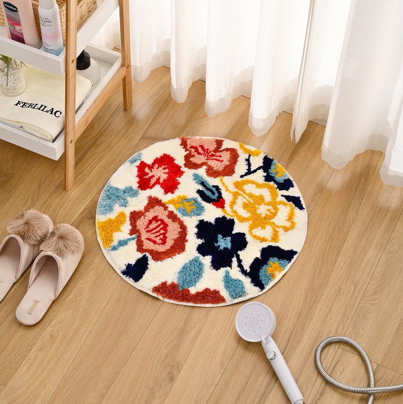 Cute Flowers Tufted Bath Rug Cute Absorbent Non-slip Floor Mat Rug for Barhroom - พรมปูพื้น - เส้นใยสังเคราะห์ หลากหลายสี