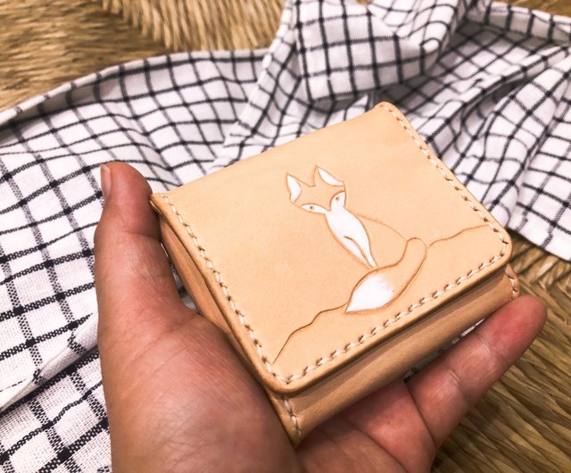 Handmade 2024 Genuine Leather Fox Coin Purse