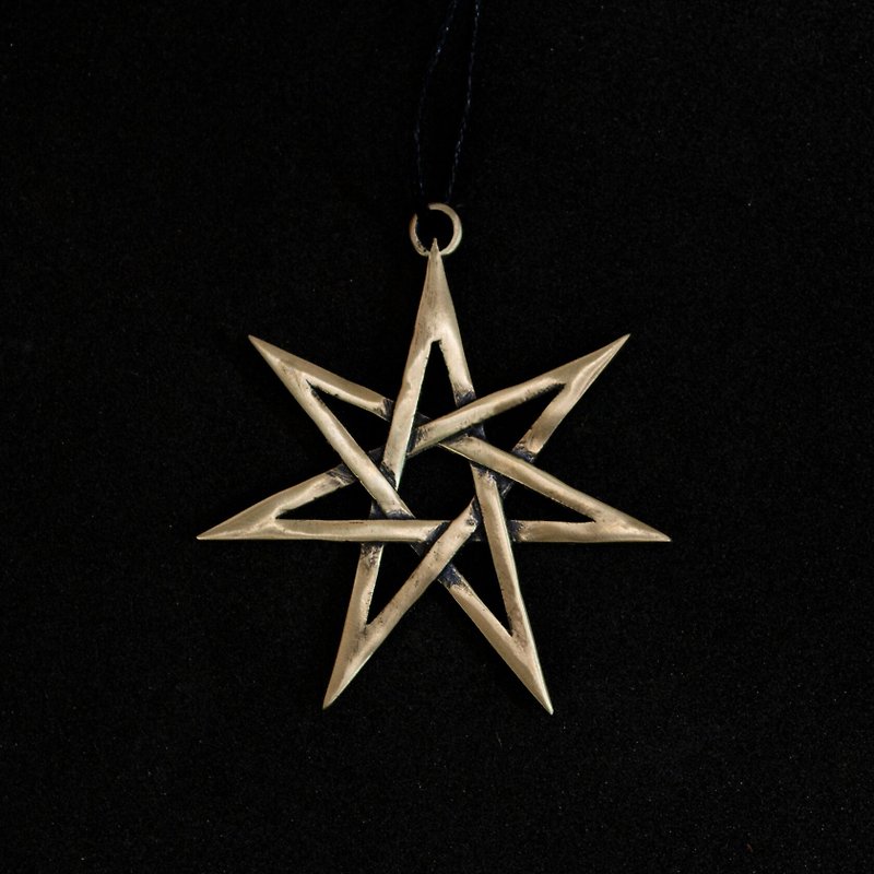 Bronze Gothic Star Necklace Pendant / Handmade Mens Star Pendant Necklace - Necklaces - Copper & Brass Gold
