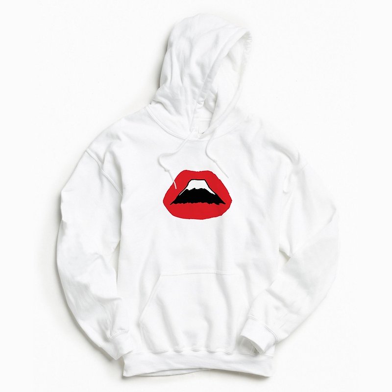 Lips Mt Fuji white hoodie sweatshirt - Unisex Hoodies & T-Shirts - Cotton & Hemp White