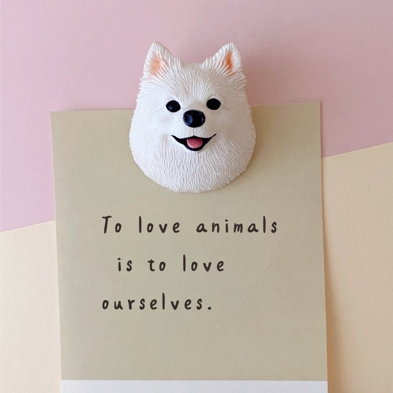 狐狸犬磁鐵  狗頭磁鐵  造型磁鐵 辦公室療癒小物 - 磁鐵 - 樹脂 白色