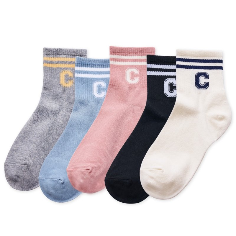 【ONEDER】Lycra elastic mid-calf socks 3 pairs set Korean style mid-calf socks made in Taiwan for women - Socks - Other Materials 