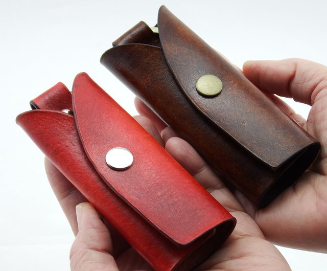 手染めレッドブラウン、ハラコジラフのシザーケース 手染めレッドブラウン、ハラコジラフのシザーケース 手染めレッド