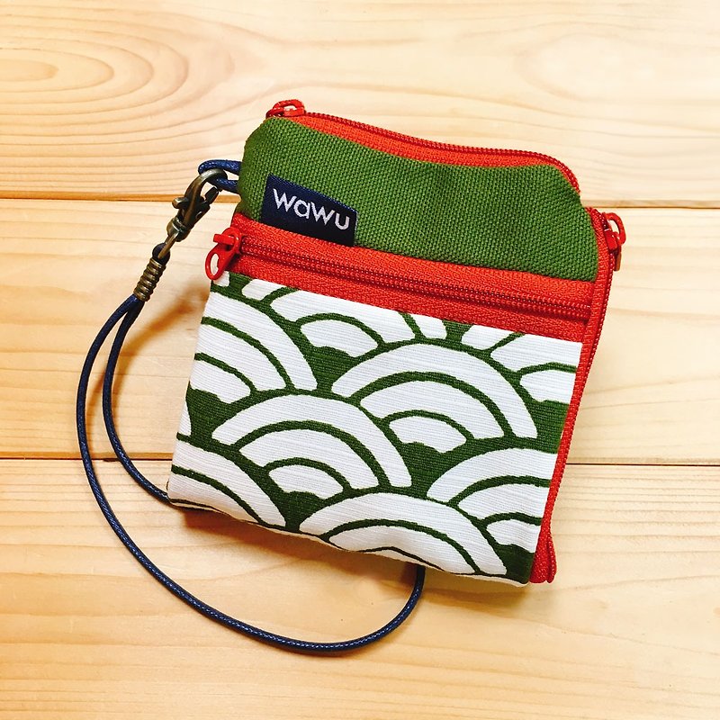 Sandwich Short Clip (Sea Pine Color Qinghai Wave) (with rope) Made-to-order* - Wallets - Cotton & Hemp Green