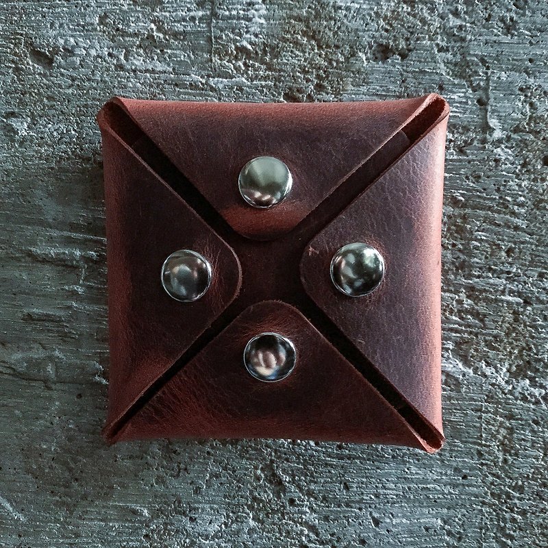 【Square Coins Bag - No-Stitching Leather Pack】BSP051 - เครื่องหนัง - หนังแท้ สีนำ้ตาล
