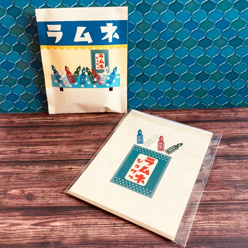 【銭湯シュワシュワ】ラムネお店袋 - 包裝材料/包裝紙 - 紙 藍色