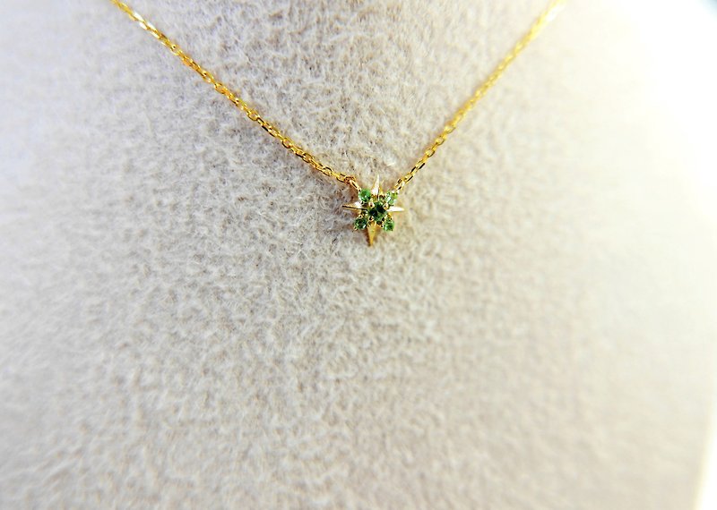 Light star shun Sha Falai stone K gold necklace - สร้อยคอ - เครื่องเพชรพลอย สีเขียว