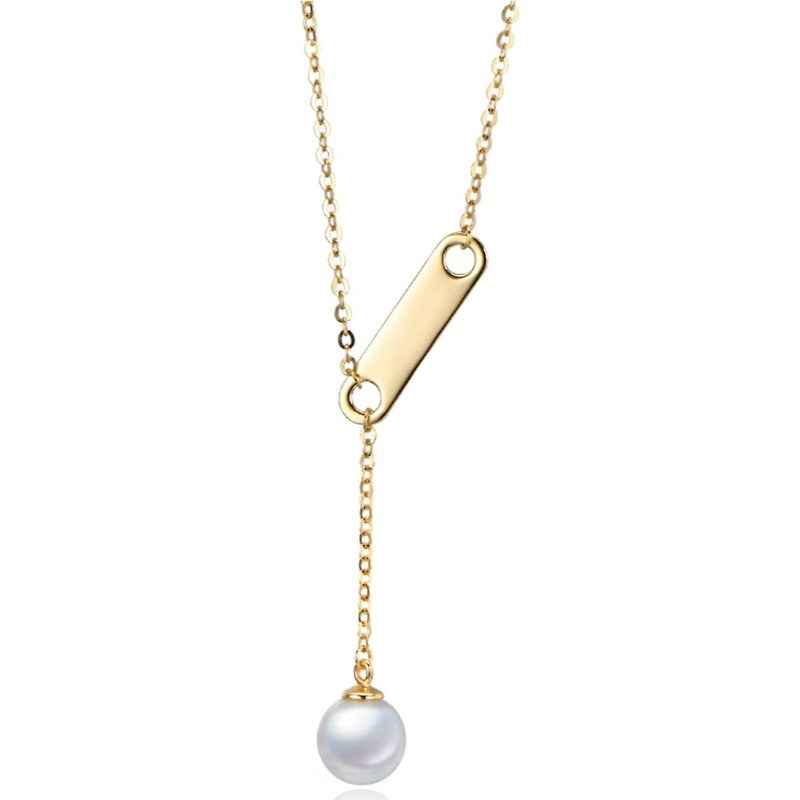 14K Rose Gold Pearl Dainty Necklace - สร้อยคอ - โรสโกลด์ ขาว