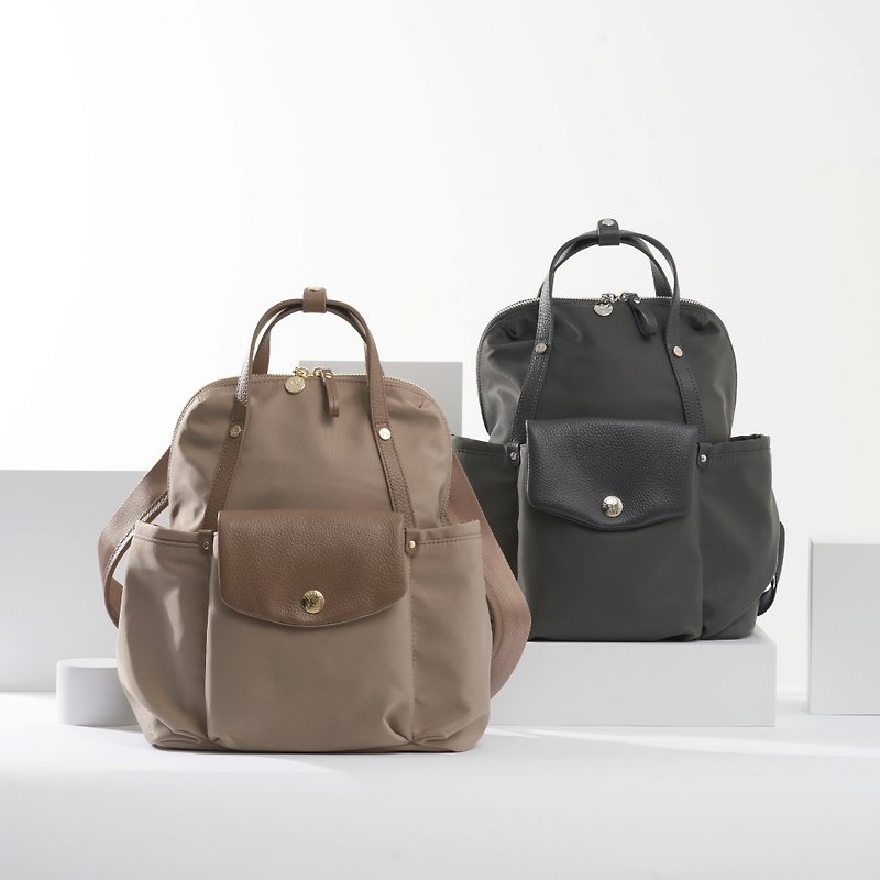 Backpack + Small Bag PEGASUS Nylon Kangaroo Backpack (M) - Rock Khaki/Smoke Gray - Backpacks - Other Materials Multicolor