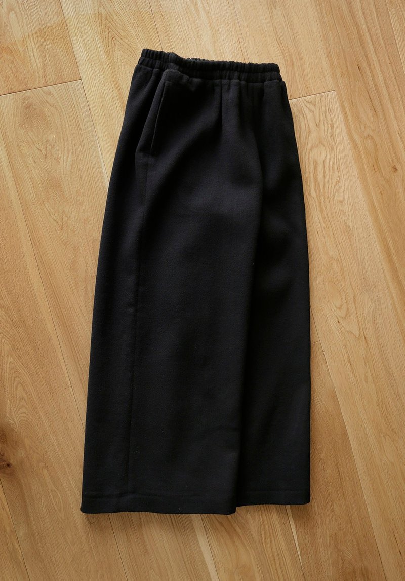 黑色雙面羊絨羊毛 百搭神褲闊腿褲 - 女長褲 - 羊毛 黑色